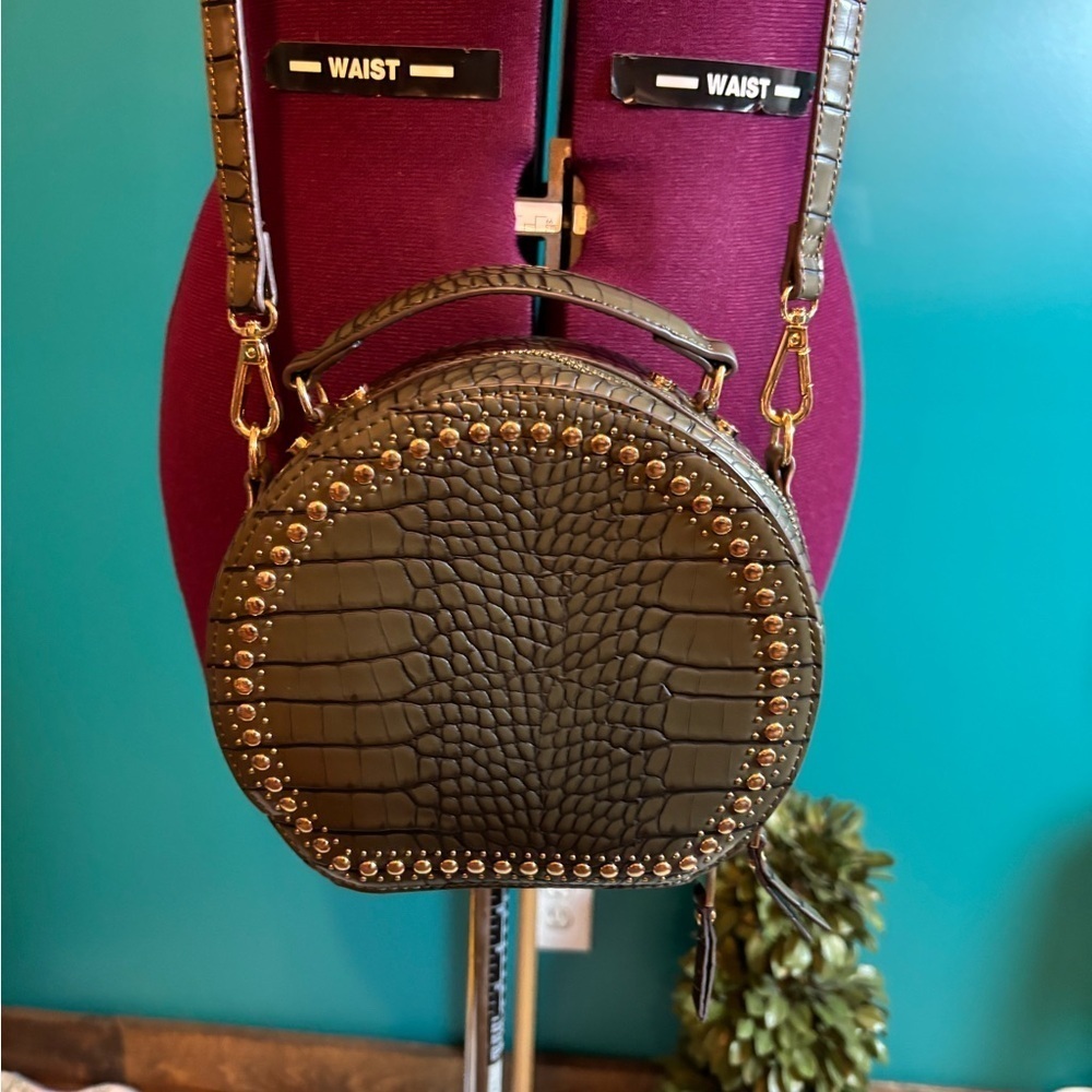 INC Green Mini Bag with Structured Shape and Gold Hardware